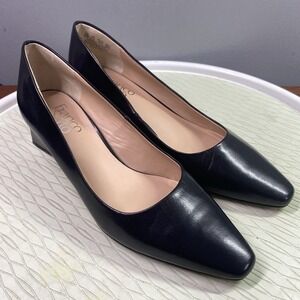 Franco Sarto Jesslyn Black Leather Women's Block Heeled Shoes Sz. 8M EUC